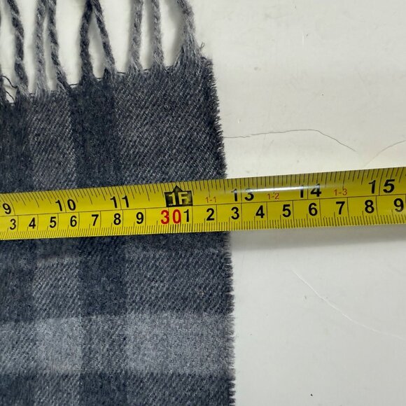 Winter Plaid Cashmere Feel Scarf Tassels Grey Blue Italian Design Warm Gift - Picture 10 of 13